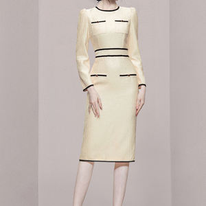 Droma auf Lager Hochwertige O-Ausschnitt Kleider Frauen Dame Elegant Beliebteste Schöne Koreanische Mode Langarm Kleid - Product Image 6