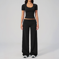 Ensemble de sport et yoga personnalisé pour femme, 2 pièces, avec débardeur dos nageur à bretelles spaghetti et short à taille repliable