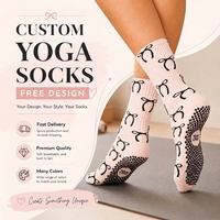 Chaussettes de yoga antidérapantes en silicone personnalisées pour femme, logo personnalisable, OEM, coton respirant, coussin sportif, chaussettes de pilates pour femme