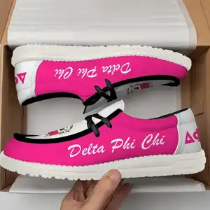 2024 Unisex moda dantel up kanvas sneaker özel Delta Phi Chi rity rity logo Unisex için koşu ayakkabıları tuval tekne ayakkabı