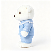 Peluche d'ours blanc super douce et moelleuse Kawaii, vêtements de nuit rayés avec col en dentelle bleu clair, pour cadeau, jouet en peluche