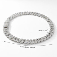 Chaîne cubaine personnalisable en laiton écologique avec moissanite CZ 5A, collier hip-hop personnalisé, fabricant OEM, marque privée