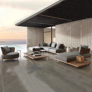 طقم كنب خارجي فاخر على شكل حرف L من خشب الساج عالي الجودة، أثاث حدائق للفنادق والفيلات، كنبة خشبية صلبة لغرفة المعيشة والفناء الخارجي - Product Image 5