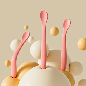 Cuchara de Silicona Rosa Suave para Alimentación de Bebés, Utensilios Flexibles para Niños Pequeños, Libre de BPA, Fácil Agarre, Antideslizante, Flujo Variable para Destete - Product Image 5