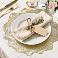Set de table en PVC doré, résistant à la chaleur, classique, écologique, séchage rapide, lavable, pour usage extérieur et restaurant