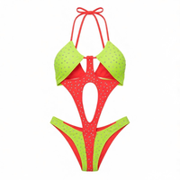 Traje de Baño Monokini Brillante con Diamantes, Diseño Sexy con Recortes, para Carnaval, Festival Caribeño, con Logotipo Personalizado, Venta al Por Mayor, Fabricación OEM ODM