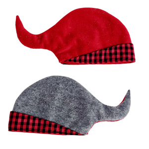 Chapeau de Noël Luling Yaoyao, taille unique, motif géométrique à carreaux rouges et gris, chapeau de jeu de rôle pour la décoration des fêtes - Product Image 5