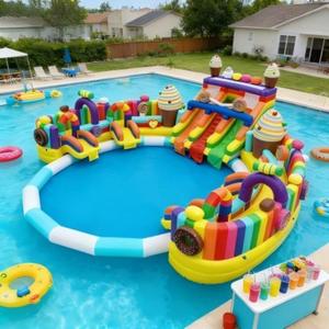 Splendide parc aquatique gonflable d'extérieur, toboggan aquatique gonflable géant commercial pour enfants, équipement de divertissement aquatique - Product Image 3