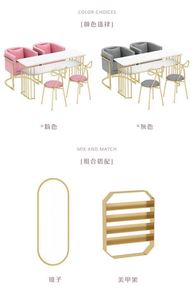 Juego de salón de uñas Mesas largas de metal Maquillaje de tocador Juego de muebles de manicura de mármol Mesa de uñas - Product Image 6