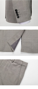 Automne/hiver Slim Fit hommes <span class=keywords><strong>costume</strong></span> trois pièces ensemble affaires décontracté <span class=keywords><strong>gris</strong></span> à carreaux hommes <span class=keywords><strong>costume</strong></span> hommes pied de poule motif <span class=keywords><strong>costume</strong></span> ensemble - Product Image 5