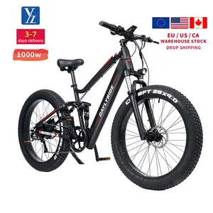 Bicicleta eléctrica de montaña, bici de 48v, 15Ah, 9 velocidades, suspensión completa, 1000w, 750w, 500w, almacén EU US CA