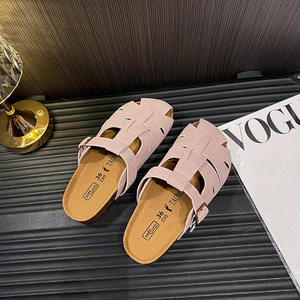 Practicalism – pantoufles Boodles à talon plateforme ajouré en cuir véritable pour femmes, à bout ouvert, à enfiler, pour le printemps/été - Product Image 2