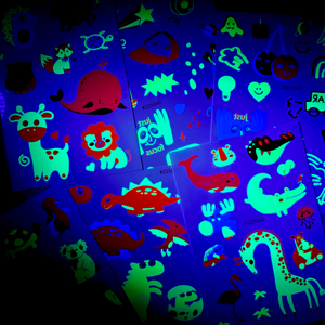 Tatuaggi Temporanei Fluorescenti Personalizzati che si Illuminano al Buio, Motivi di Animali Cartoon, Adesivi Impermeabili per Viso e Corpo per Donne e Bambini - Product Image 4