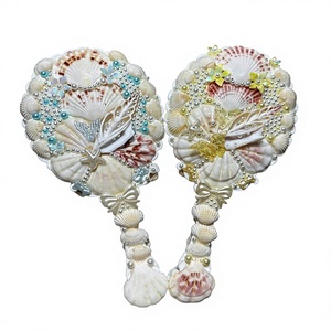 Miroir à main de luxe vietnamien en coquillages naturels et verre, fait main, pour maquillage, cadeaux, décoration de mariage et vente au détail - Product Image 2