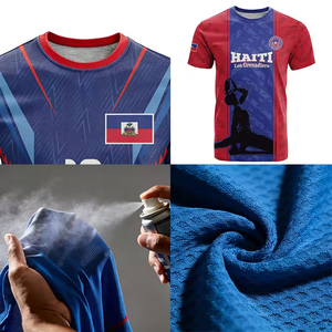 Camisetas de Fútbol Personalizadas con el Logotipo de la Copa <span class=keywords><strong>Mundial</strong></span> de Fútbol 2026 para Aficionados de Haití, Camisetas Deportivas Casuales de Poliéster para Hombre - Product Image 6