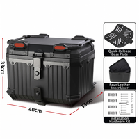 Top case moto 45L en PP, boîte arrière de moto étanche et amovible avec doublure en cuir et serrure de sécurité