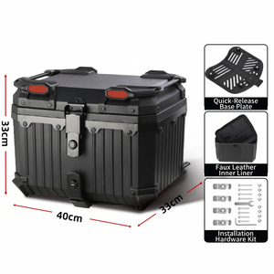 <span class=keywords><strong>Top</strong></span> <span class=keywords><strong>case</strong></span> moto 45L en PP, boîte arrière de moto étanche et amovible avec doublure en cuir et serrure de sécurité - Product Image 1