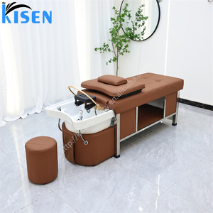 Kisen <span class=keywords><strong>Professional</strong></span> Salon Shampoo Bett mit kompletten Head Spa Lösungen Wasser zirkulation LED Dampf verstellbare Kopfstütze - Product Image 5