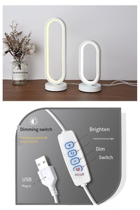 Lampe de table ovale, style nordique rétro minimaliste, <span class=keywords><strong>tendance</strong></span>, alimentée par USB, lampe de chevet LED pour <span class=keywords><strong>chambre</strong></span> à coucher, décoration pour une ambiance cosy au bar - Product Image 2