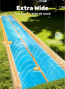 Tobogán Acuático Doble Azul y Naranja con Aspersor y 2 Surf Riders para Niños, Diversión en el Patio Trasero - Product Image 2