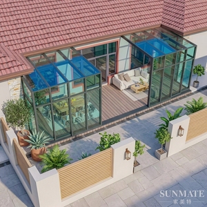 Abri de <span class=keywords><strong>piscine</strong></span> moderne de luxe avec toit <span class=keywords><strong>rétractable</strong></span>, <span class=keywords><strong>véranda</strong></span> motorisée coulissante en verre, abri solaire intelligent étanche - Product Image 6