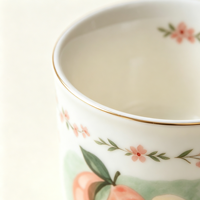 Mug en Porcelaine Fine à Motif Pêche Adorable, Bord Doré, Tasse à Café ou Thé en Céramique, Cadeau de Pendaison de Crémaillère, Vaisselle pour la Maison