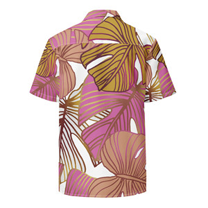 Camisa Hawaiana Aloha con Palmeras Rosadas y Doradas - Product Image 2