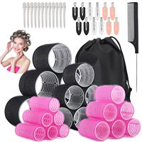 Bigoudis adhésifs colorés en plastique pour franges et boucles volumineuses sans chaleur, effet fleur de poirier