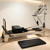 Reformer Pilates en Bois d'Érable avec Tour, Trapèze et Cadillac – Machine Pilates Combinée avec Lit Pilates à Rails Complets pour Studio et Entraînement à Domicile