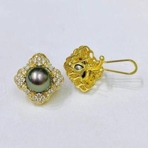 ถาดต่างหูเงินแท้ S925 สำหรับทำเครื่องประดับมุก DIY รุ่น 22423 พร้อมลูกปัดทรงกลมขนาด 11-12 มม. เครื่องประดับเงินแฟชั่น ต่างหูเปล่าสำหรับใส่ลูกปัด - Product Image 1