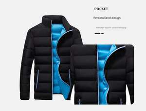 ז 'קט חורף קל לגברים עם מעמד צווארון לעמוד מעיל מרופד עבור סקי וטיולים רגליים חמים בגדים נעימים - Product Image 6