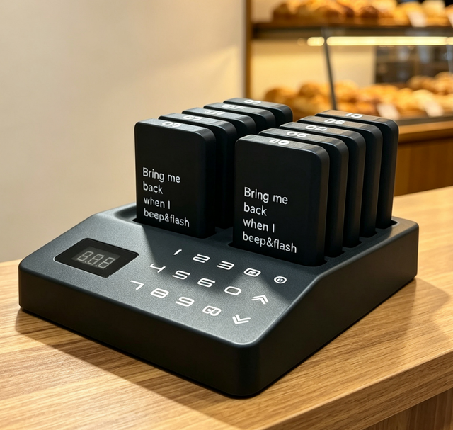 Wireless Guest Pager System 10Coasters, Queue Calling Beep Flash Buzzer, Restaurant Takeaway Customer Waiting Paging Equipment