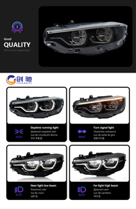 Conjunto de Faros LED F32 LCI para BMW Serie 4 M4 M3 F82 F83 |   Interruptor de Cambio de Luz Diurna (DRL) Blanco Ámbar |   De gama baja a alta - Product Image 5