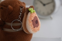 Porte-clés Peluche Capybara Hamburger Croissant, Jouet en Peluche Capybara, Porte-clés Animal en Peluche Capybara