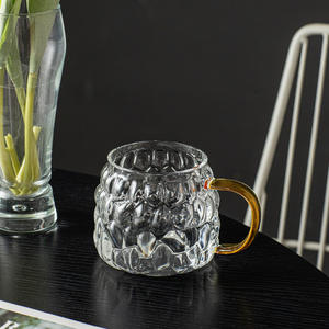Tasse à thé en verre transparent avec poignée, design à bulles, résistante à la chaleur, grande capacité, pour la maison et les fêtes, couleur unie - Product Image 3