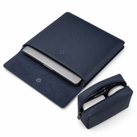Housse pour ordinateur portable en cuir PU personnalisée de 17 pouces avec pochette pour accessoires, étui de protection multifonctionnel pour ordinateur portable pour les voyages d'affaires OEM ODM