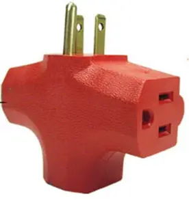 Orange 3 Outlet 3 Pin 125V T-Shaped Heavy Duty Grounded Adapter Plug