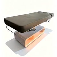 Table de massage électrique moderne et confortable en cuir à 3 moteurs pour salon de beauté, lit de spa facial et de cils réglable avec éclairage