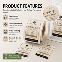 Étiquettes personnalisées pour sacs de café, autocollants adhésifs imperméables, logo privé pour sachets de café, étiquettes d'emballage de vente au détail