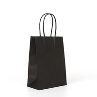 Sac en papier d'emballage kraft noir de vêtements de logo de taille d'impression personnalisée de protection de l'environnement portative