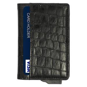 ที่ใส่บัตรอลูมิเนียม CardHoda ป้องกัน RFID แบบพับได้ กระเป๋าสตางค์สั้นสำหรับทุกเพศ ลายหนังจระเข้ ดีไซน์มินิมอล - Product Image 4