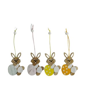Grenzüberschreitende Oster-Neuheit: Niedlicher Hase im Europäischen Stil, Holzhandwerk als Hängedekoration, Bunte Eier, Ländliche Dekoration - Product Image 5
