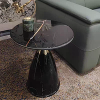 Mesa Auxiliar Redonda Moderna para Proyectos de Hoteles y Hogares, con Cubierta de Mármol y Base de Pedestal de Acero, Mesa Decorativa para Sala de Estar