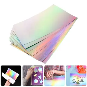 Custom Size A4 A3 Mirror Foil Holographic Rainbow Colour Shiny Metallic Wrapping Paper For Paper Paperboards