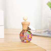 Bouteille diffuseur de parfum vide de 10 ml pour voiture, colorée, en verre, avec bouchon en bois, pour vente en gros