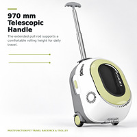 Sac à dos de transport pour animaux de compagnie avec roulettes, chariot de voyage pour chat et chien avec ventilateur, lumière nocturne et fenêtre transparente jusqu'à 8 kg Pawglobe