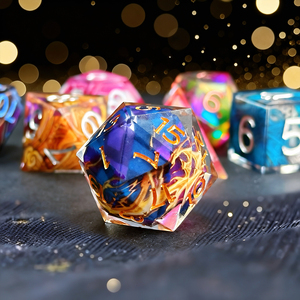 Juego de <span class=keywords><strong>Dados</strong></span> Poliédricos Cuadrados de Resina con Bordes Afilados, Diseño de Remolino Fluido, Duraderos y Ecológicos para Juegos de Mesa DND TRPG, Venta al Por Mayor, 7 Piezas - Product Image 4
