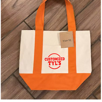 Tas Tote Kanvas Katun 16oz Ramah Lingkungan dengan Bordir Logo Kustom, Desain Warna Blok Serbaguna Termasuk Kantong untuk Belanja