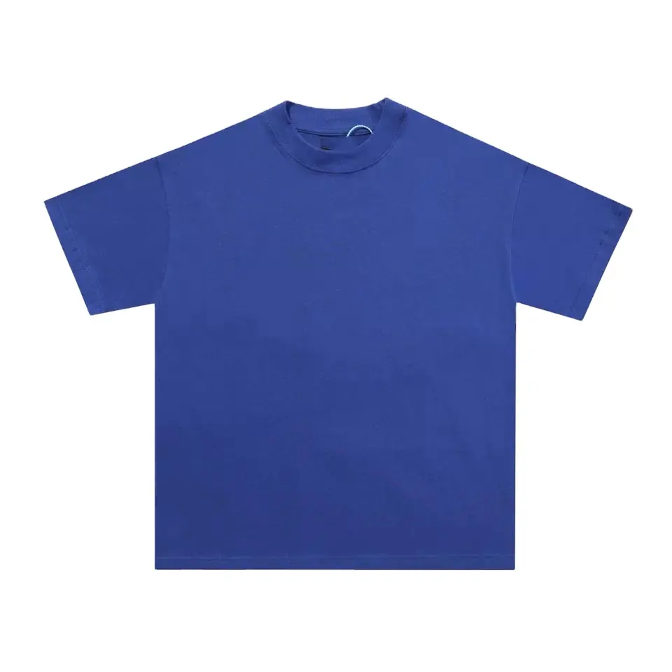 T-shirt en coton unisexe pour homme, avec broderie, bleu foncé, coupe et couture