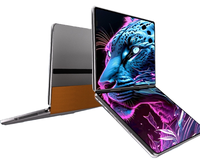 Tablet PC layar ganda, Notebook layar sentuh IPS 10.95 + 10.95 inci Win 11 desain baru layar ganda